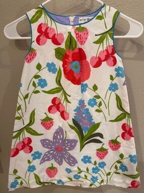 Mini Boden Floral Girl’s Shift Dress Lined Linen Cotton Size 5-6